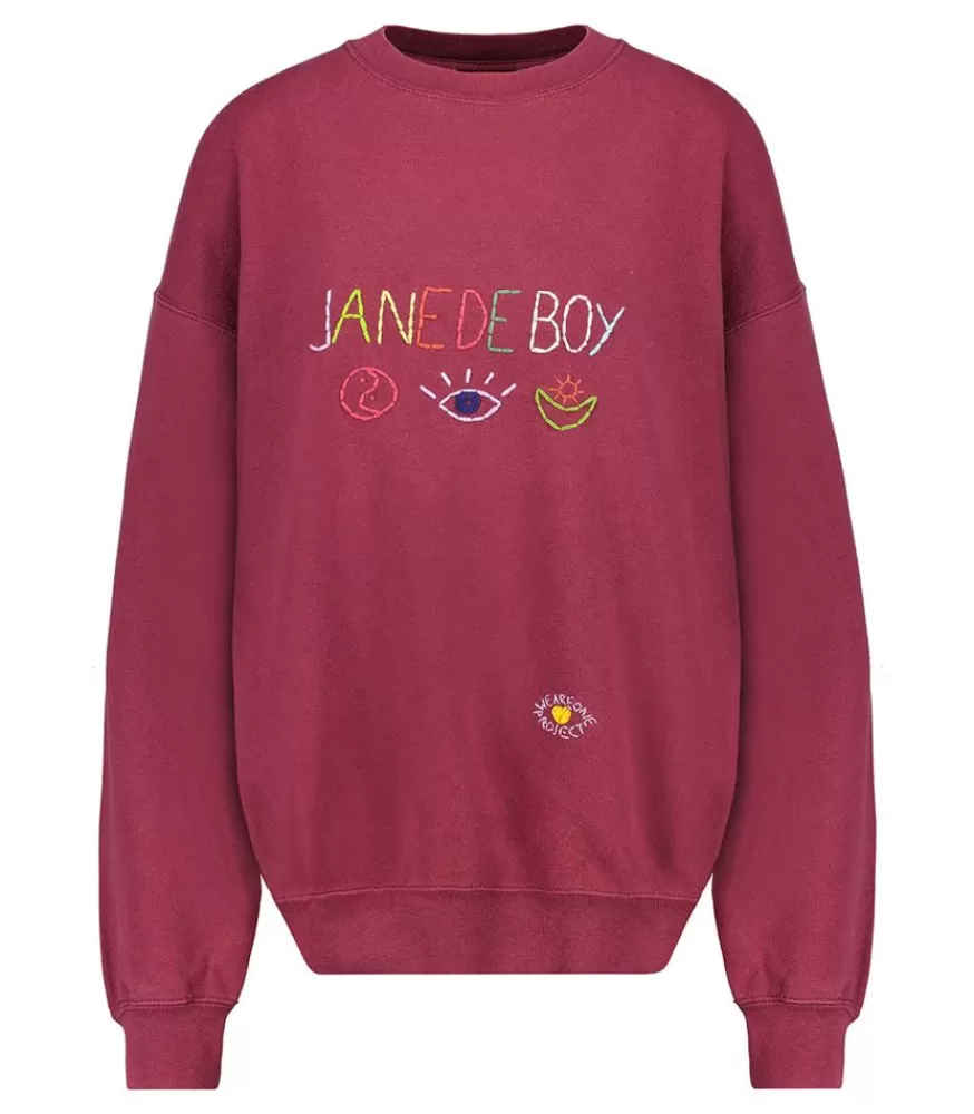 Femme We Are One Project Sweat-Shirt Vintage Brode Jane De Boy Bordeaux