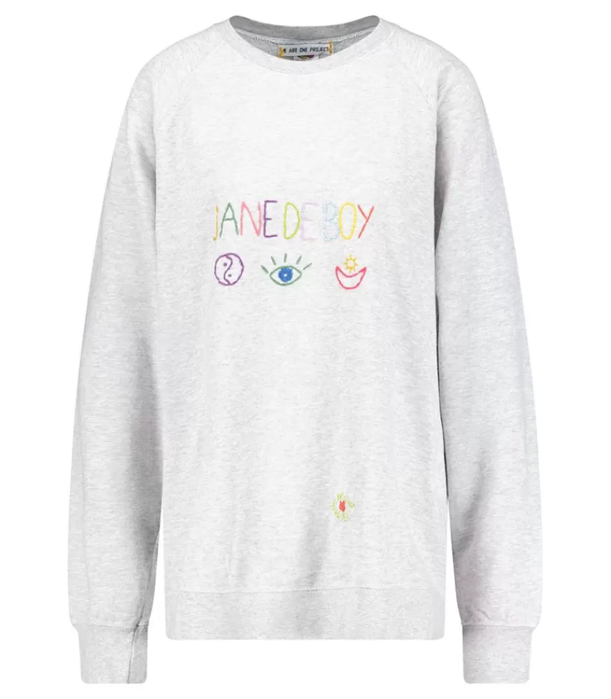 Femme We Are One Project Sweat-Shirt Vintage Brode Jane De Boy Gris