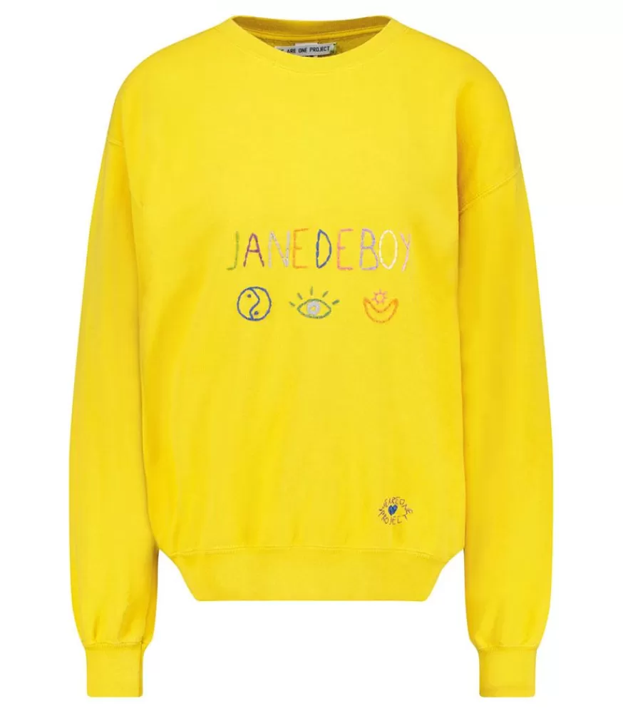 Femme We Are One Project Sweat-Shirt Vintage Brode Jane De Boy Jaune