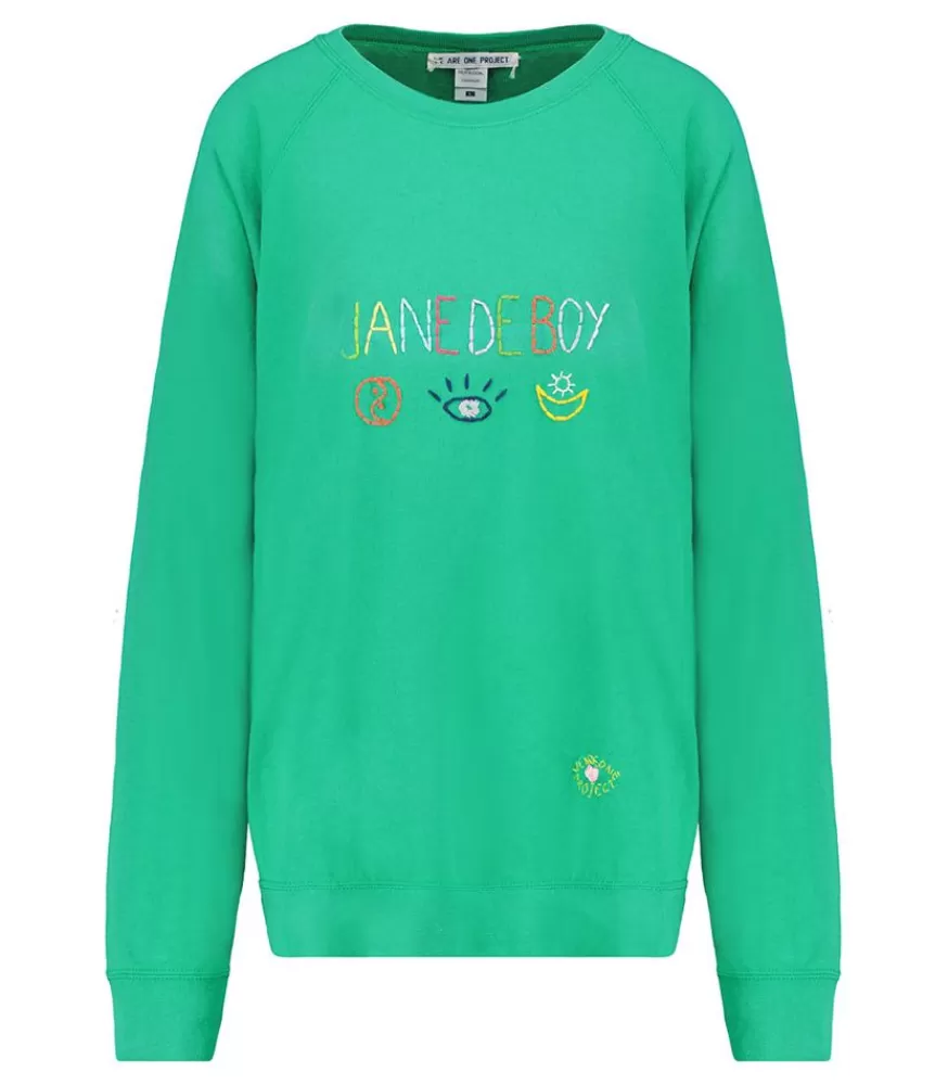 Femme We Are One Project Sweat-Shirt Vintage Brode Jane De Boy Vert